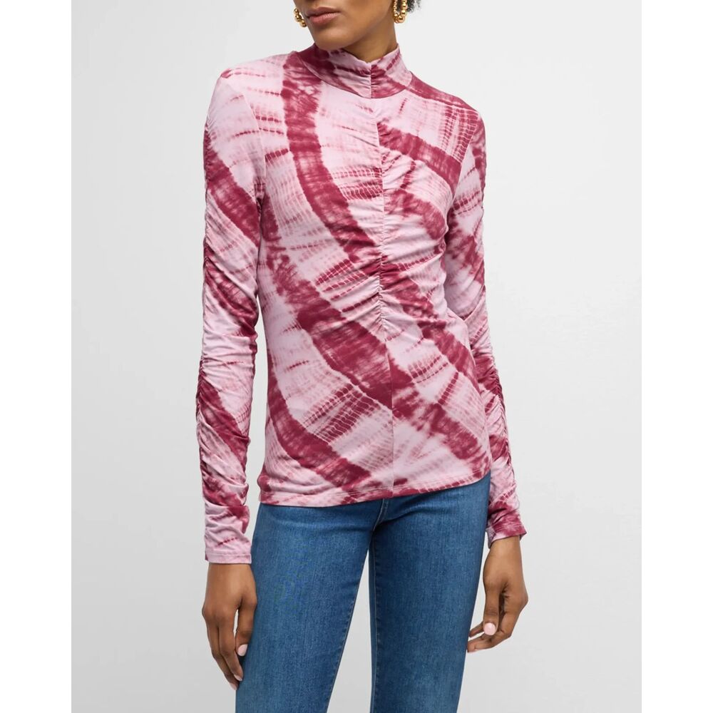Veronica Beard Mally Ruched Knit Tie-Dye Turtleneck Top Size M Orig. $248